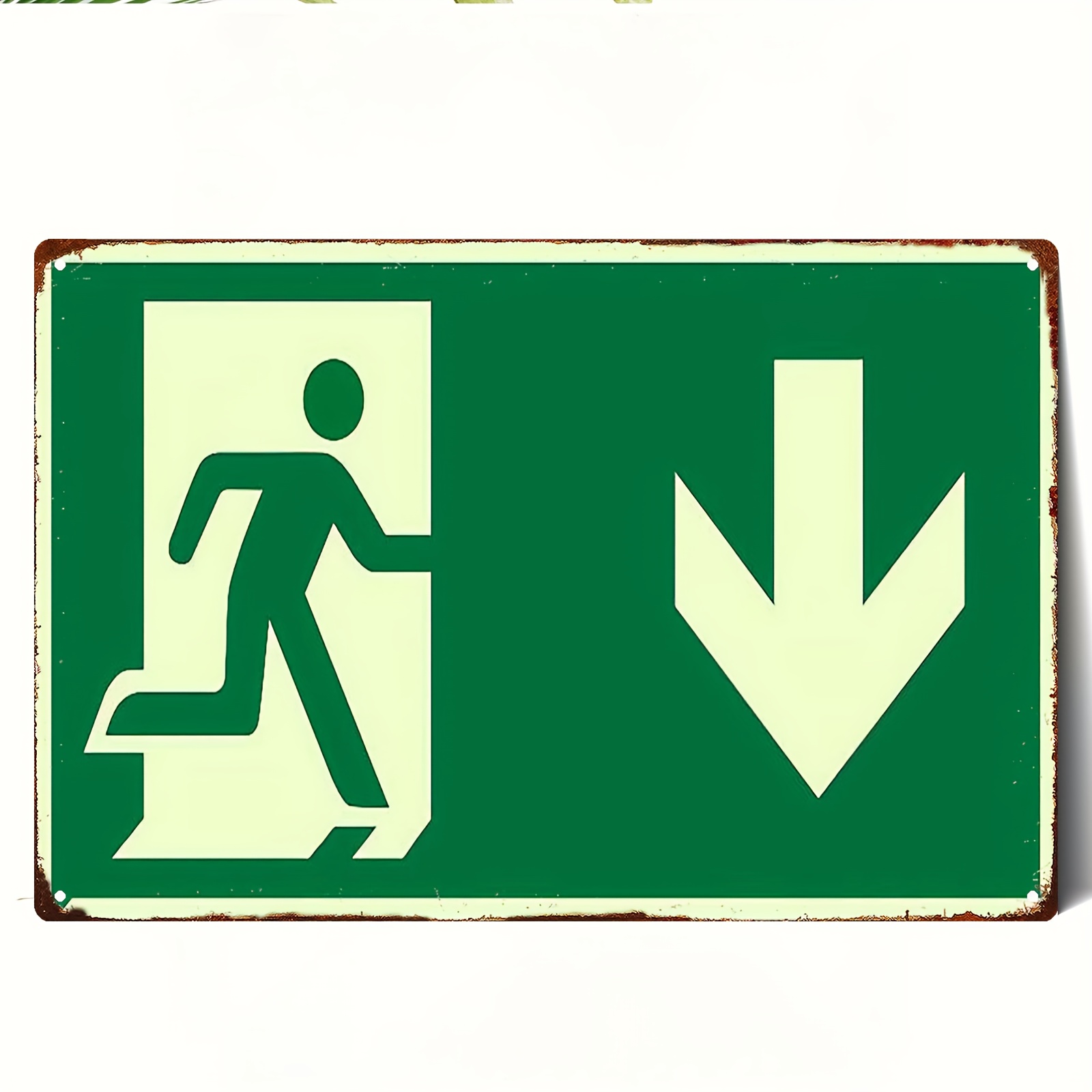 Emergency Exit Sign - 2D 빈티지 금속 철제 간판 |