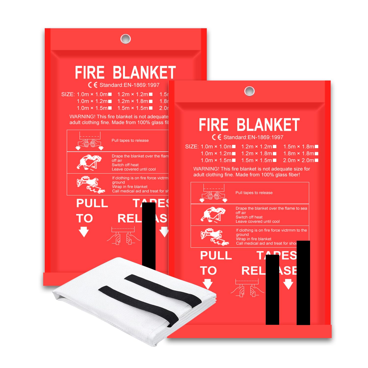 Fire Blanket Kitchen - 화재 담요 2 팩 2*2m/1.5*1.5m 가정용