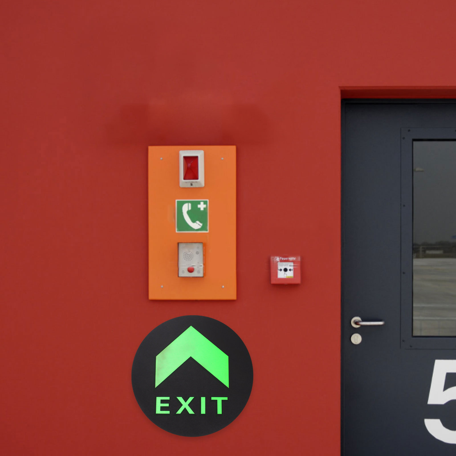 Emergency Exit Sign - 5개입 야광 비상구 표시 스티커, 비상