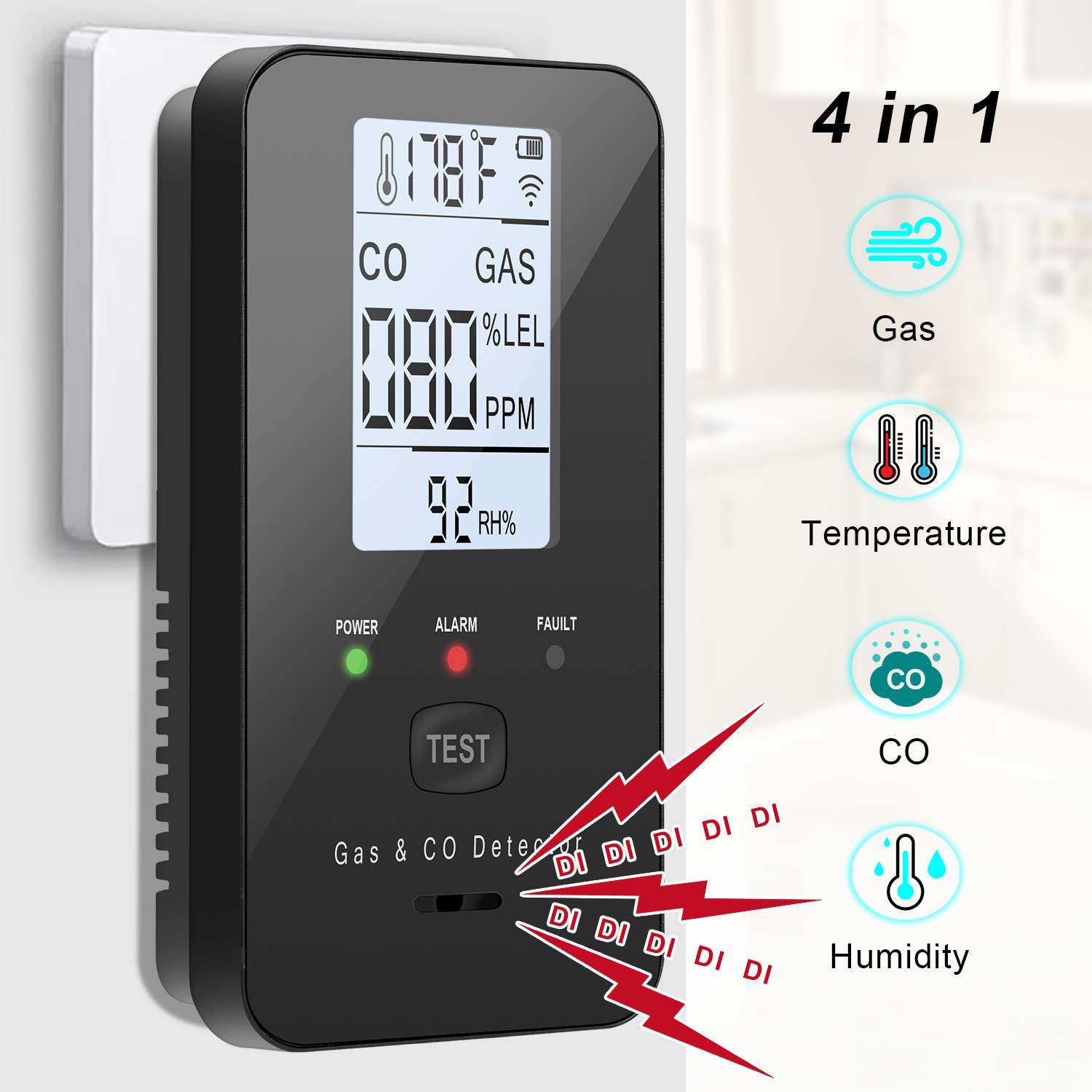 Co Detector Plug - 천연가스 및 일산화탄소 감지기, 플러그인 일산화탄소