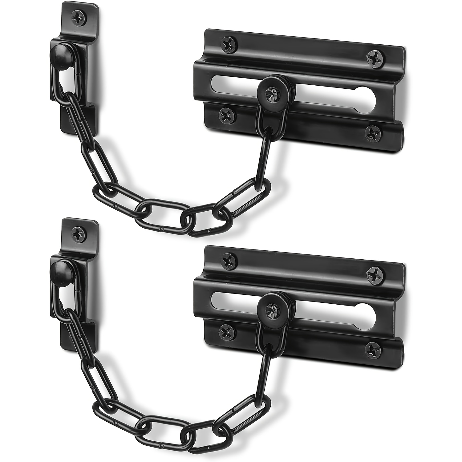 Security Chain Door - 2팩 도어 체인 잠금장치(블랙), 내부 도어용