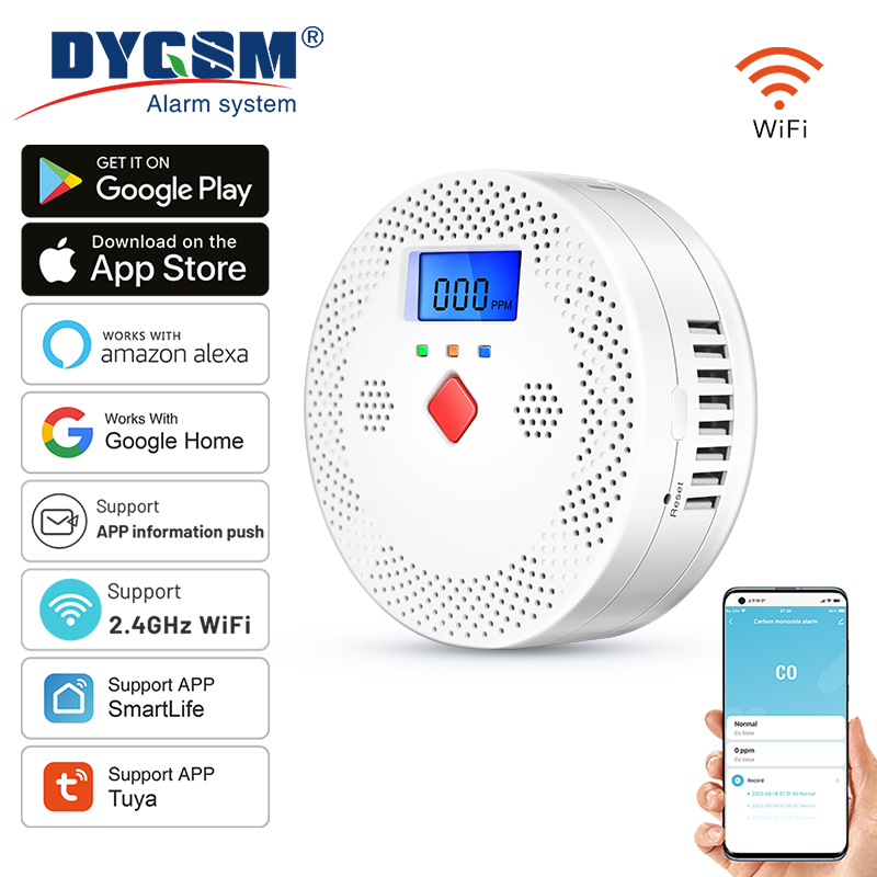 Co Detector Plug - 투야 와이파이 스마트 일산화탄소 감지기 알람,