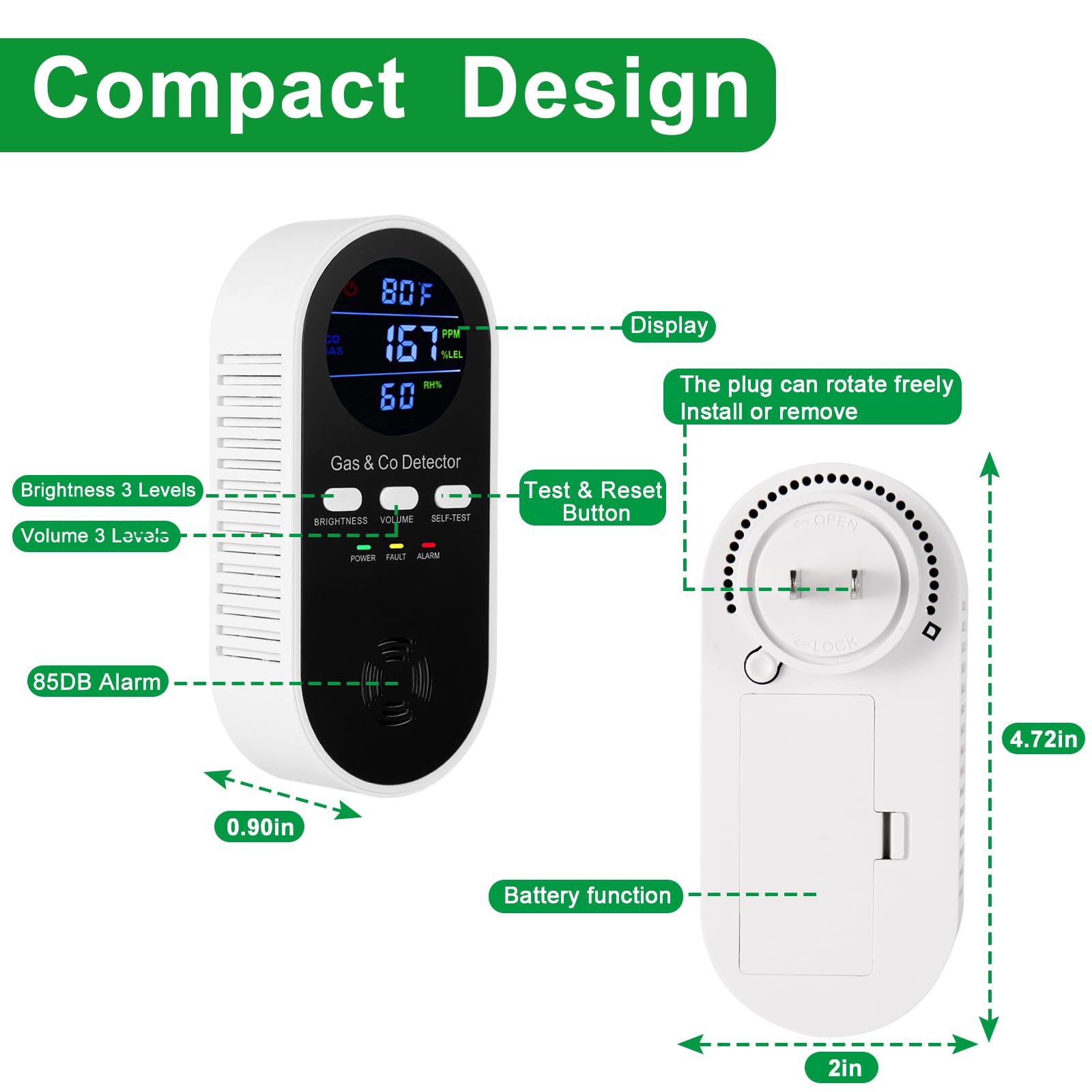 5-in-1 복합형 폭발성 가스 및 일산화탄소 감지기, - Co Detector Plug 리뷰 및 가격
