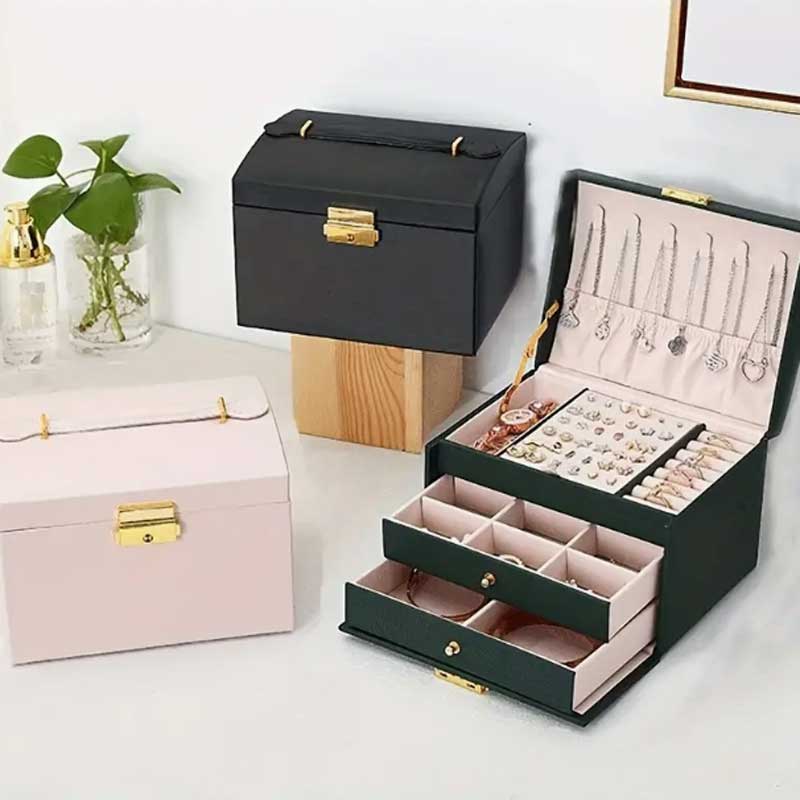 3개의 서랍 휴대용 보석 상자 귀걸이 반지 목걸이 보관 - Lockbox Key Secure 리뷰 및 가격