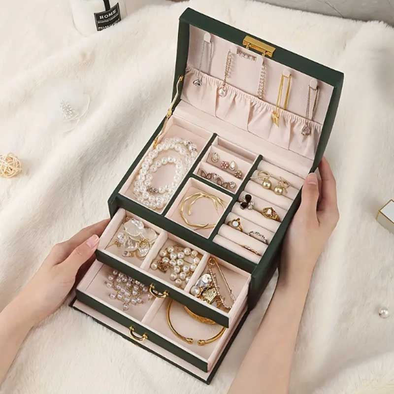 3개의 서랍 휴대용 보석 상자 귀걸이 반지 목걸이 보관 - Lockbox Key Secure 리뷰 및 가격