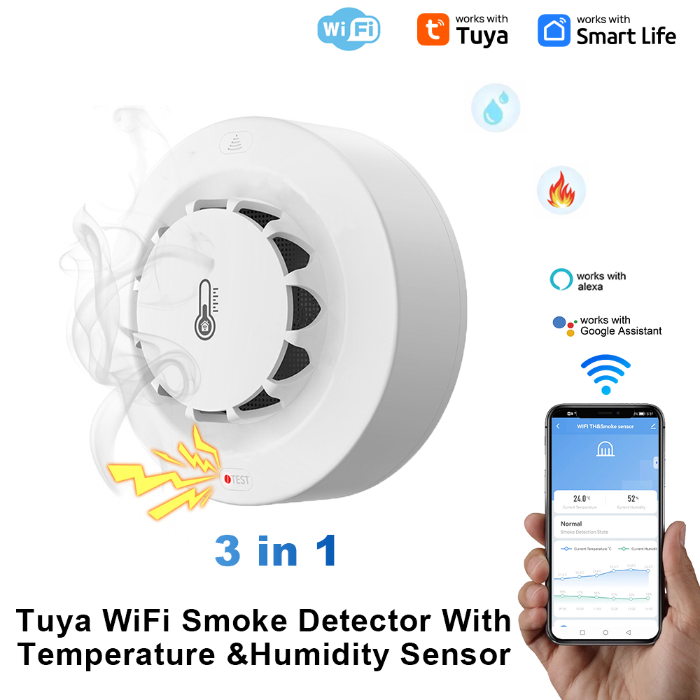 Tuya Wifi BT 2 연결 연기 감지기 온도 습도 - Smoke Detector Interconnected 리뷰 및 가격
