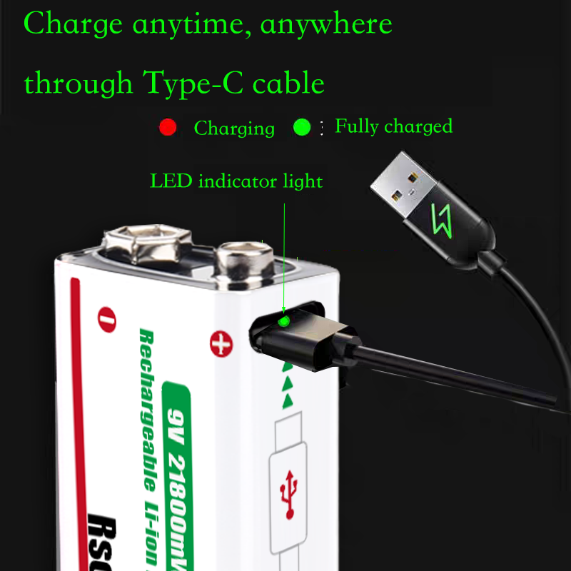 Type-C 충전식 9V 리튬 이온 배터리 21800m - Smoke Detector Interconnected 리뷰 및 가격