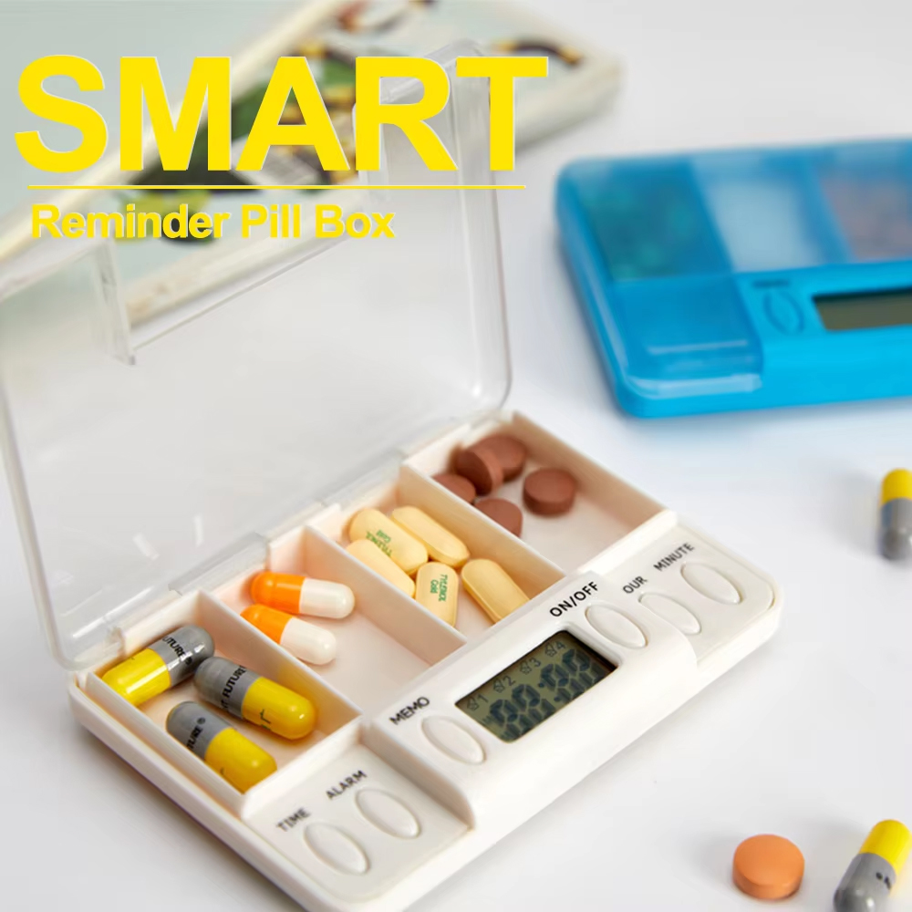 4칸 지능형 알약 보관함 전자 타이밍 알람 진동 알림  - Medicine Cabinet Lock 리뷰 및 가격
