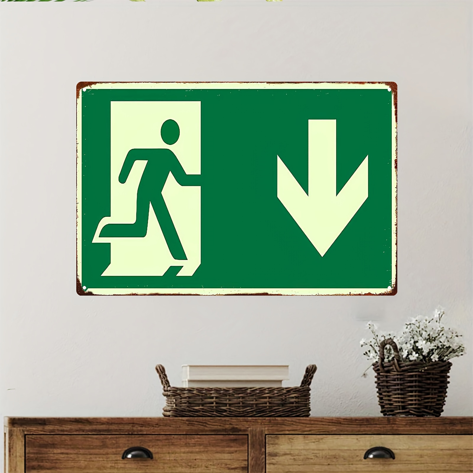 2D 빈티지 금속 철제 간판 |   거실, 침실, 정원 - Emergency Exit Sign 리뷰 및 가격