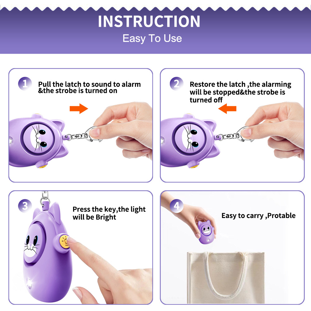 H8 2024 새로운 귀여운 고양이 개인 경보, 여성용 - Personal Alarm Keychain 리뷰 및 가격