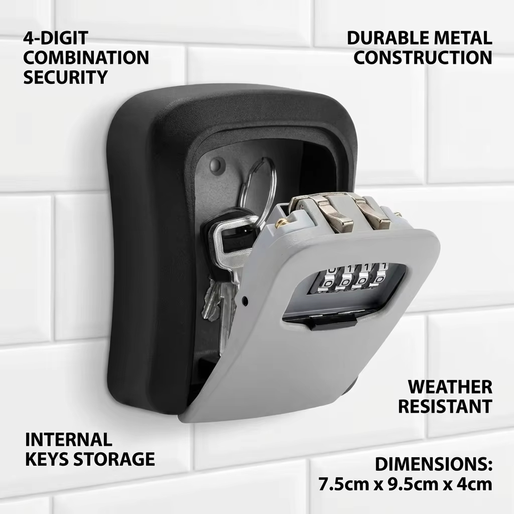 벽걸이형 키 보관함 4자리 비밀번호 코드 보안 잠금장치 - Lockbox Key Secure 리뷰 및 가격