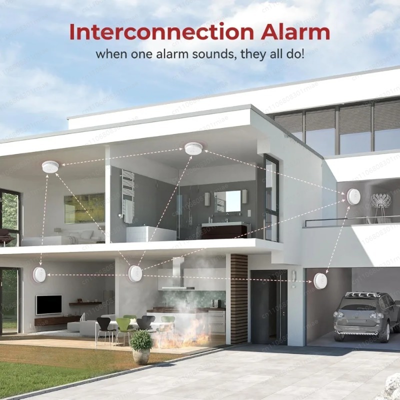고품질 8팩, 유선 연결형 연기 감지기, 9V 배터리  - Smoke Detector Interconnected 리뷰 및 가격