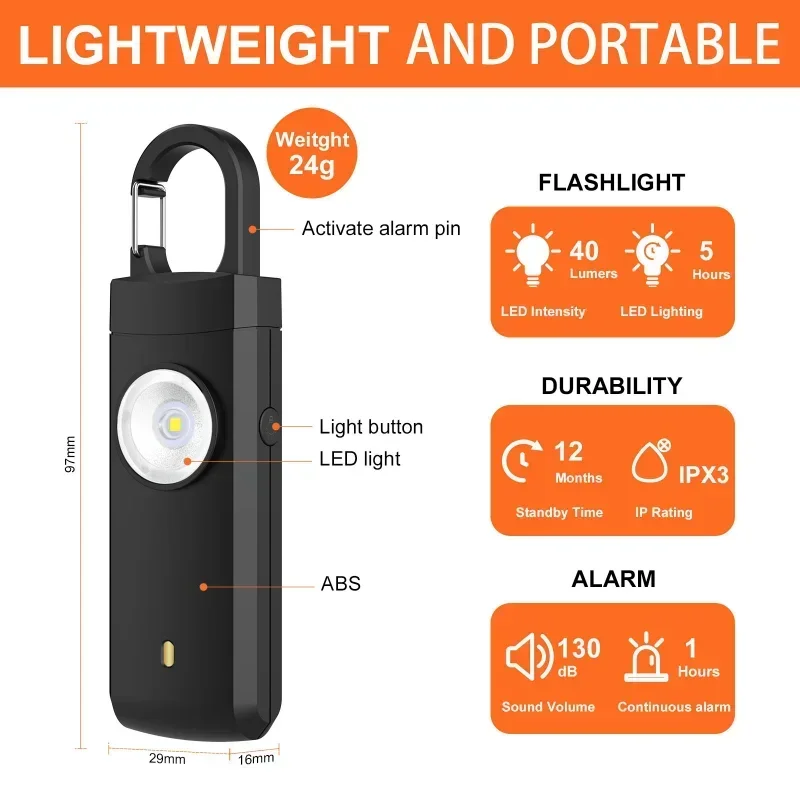 자기 방어용 LED 손전등 USB 충전식 키체인 라이트 - Personal Alarm Keychain 리뷰 및 가격
