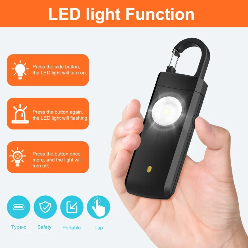 자기 방어용 LED 손전등 USB 충전식 키체인 라이트 - Personal Alarm Keychain 리뷰 및 가격