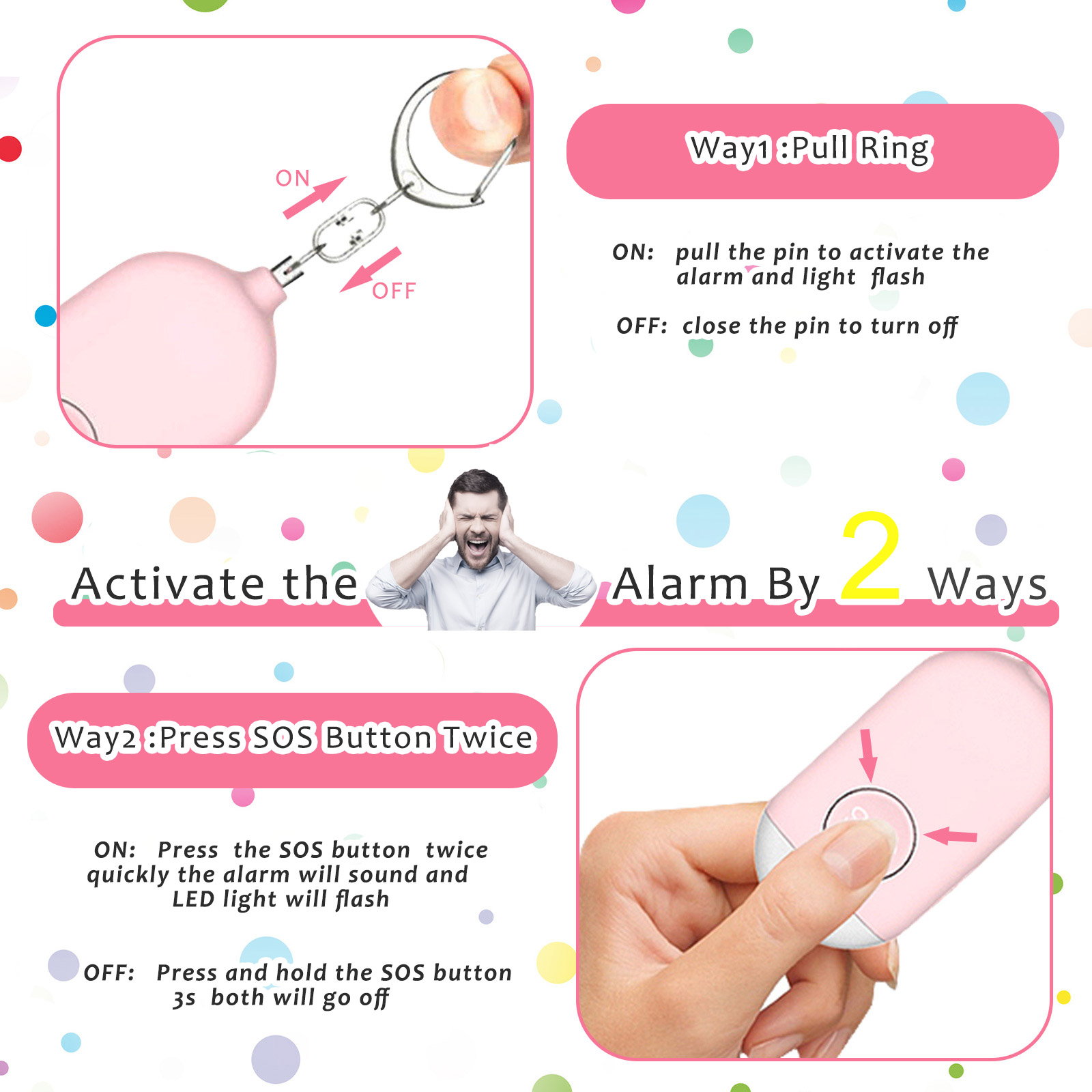 1개 초강력 130DB 개인 안전 경보 키체인 - 밝은 - Personal Alarm Keychain 리뷰 및 가격