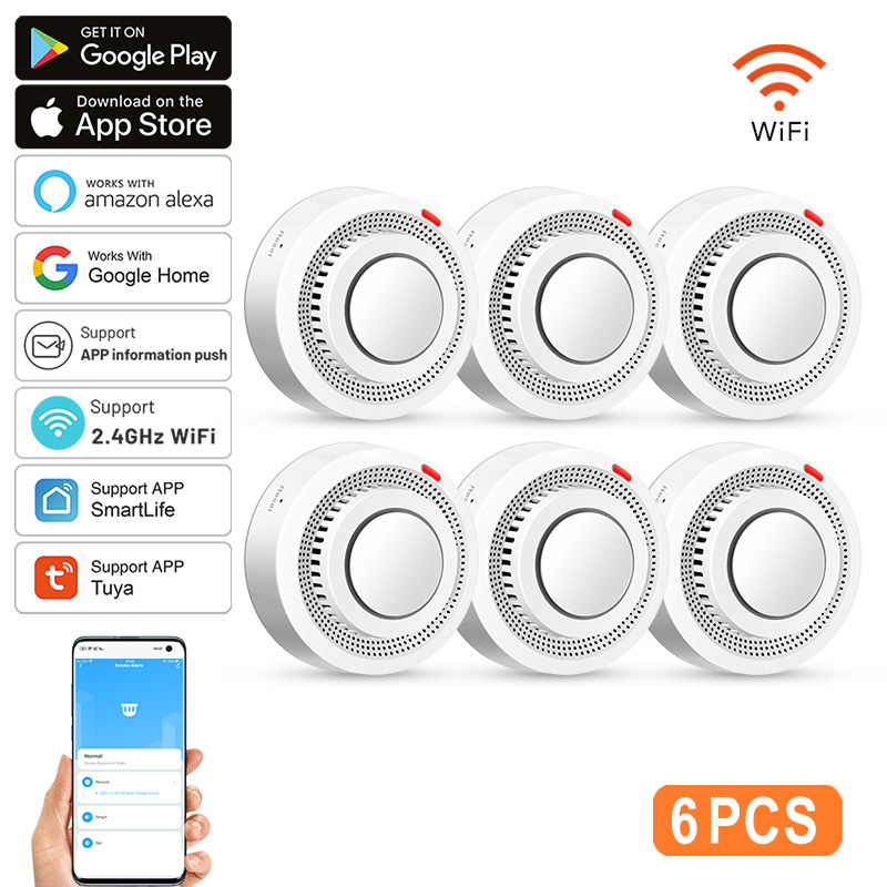 6팩 투야 와이파이 스마트 연기 감지기 스마트라이프 앱 - Smoke Detector Interconnected 리뷰 및 가격