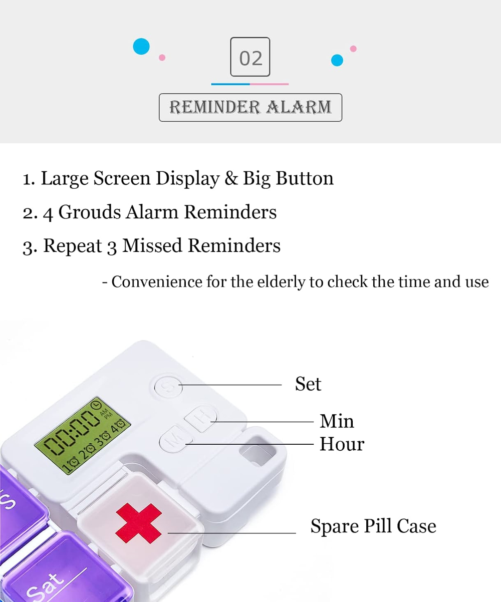 약 알림 알람 기능이 있는 7일 알약 주최자 주간 대용 - Medicine Cabinet Lock 리뷰 및 가격